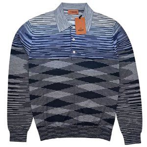 SOLD | Missoni Slub Wool Polo Shirt IT50/L Space-Dye Degrede Mens